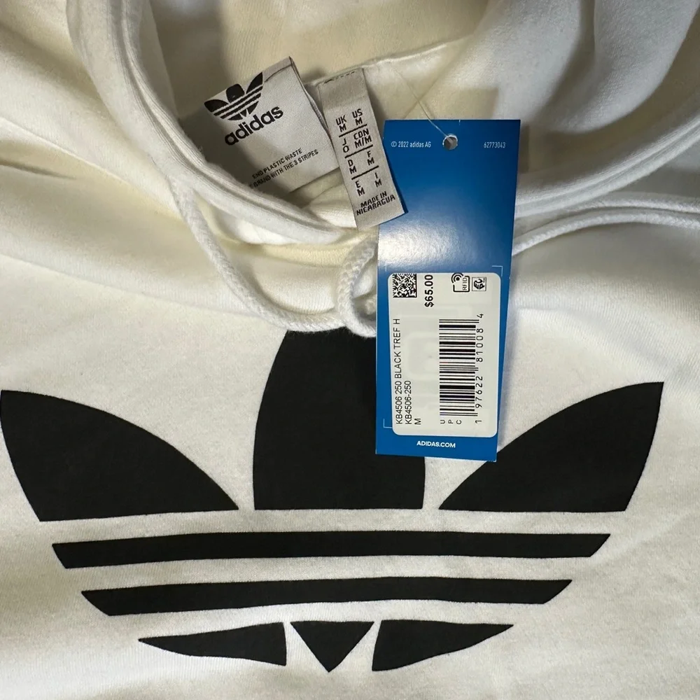 Adidas Originals Trefoil Hoodie – Black Logo on White – Size M – NWT - Picture 3 of 6